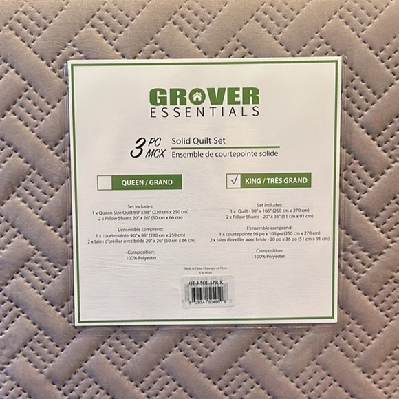 3PC Quilt Bedspread Set Oversized King Bark - Picture 4 of 7